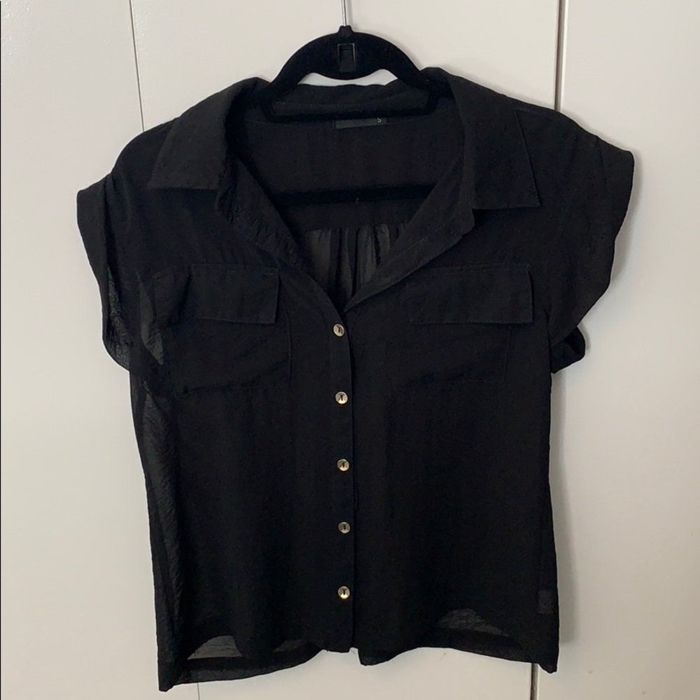 Sexy Sheer Black Button Up